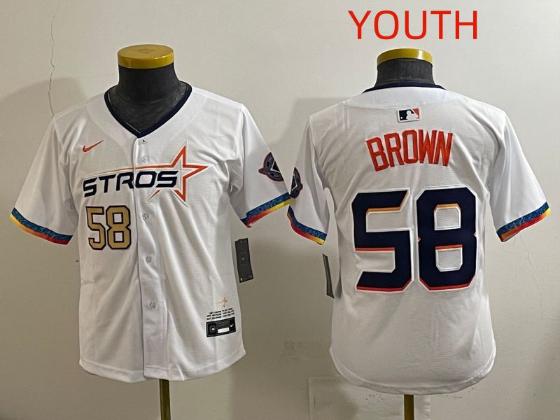 Youth Houston Astros #58 Brown White Fourth generation Joint Name 2025 Nike MLB Jersey style 7